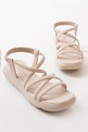 841-841 Beige Elasticated Women's Casual Sandals