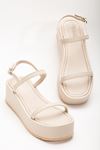 861-1027 Beige Padded Heel Women Sandals