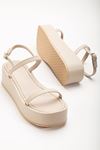 861-1027 Beige Padded Heel Women Sandals