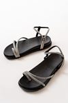 1001-1101 Black Silver Stone Casual Women's Sandals