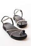1001-1101 Black Silver Stone Casual Women's Sandals
