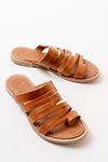 169-082 Tan Orthopedic Genuine Leather Women's Slippers