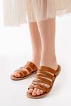 169-082 Tan Orthopedic Genuine Leather Women's Slippers