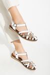205-02 White Garni Orthopedic Genuine Leather Women's Sandals