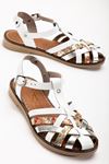 205-02 White Garni Orthopedic Genuine Leather Women's Sandals