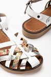 205-02 White Garni Orthopedic Genuine Leather Women's Sandals