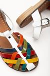 205-02 White Multi Orthopedic Genuine Leather Women's Sandals