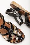 205-02 Black Garni Orthopedic Genuine Leather Women's Sandals