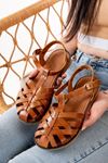 205-02 Tan Orthopedic Genuine Leather Women's Sandals