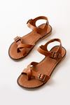 205-091 Tan Orthopedic Genuine Leather Women's Sandals