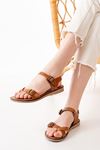 205-091 Tan Orthopedic Genuine Leather Women's Sandals