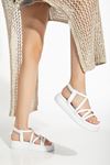 24413-841 White Padded Heel Women's Sandals