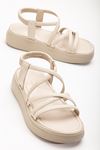 24413-841 Beige Padded Heel Women's Sandals