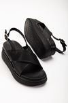 24422-1164 Black Padded Heel Women Sandals