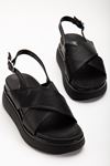 24422-1164 Black Padded Heel Women Sandals
