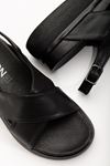 24422-1164 Black Padded Heel Women Sandals
