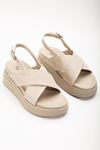 24422-1164 Beige Padded Heel Women Sandals