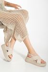 24422-1164 Beige Padded Heel Women Sandals