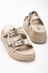 24422-1180 Beige Padded Heel Women Sandals