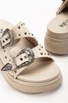 24422-1180 Beige Padded Heel Women Sandals