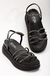 24422-1221 Black Padded Heel Women's Sandals