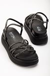 24422-1221 Black Padded Heel Women's Sandals