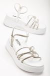 24422-1221 White Padded Heel Women Sandals