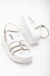 24422-1221 White Padded Heel Women Sandals