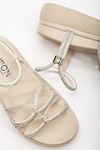 24422-1221 Beige Padded Heel Women Sandals