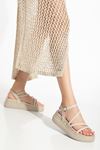 24422-844 Beige Padded Heel Women Sandals