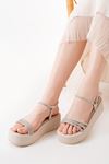 861-1100 Beige Casual Silver Stone Padding Women's Sandals