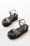861-1100 Black Casual Silver Stone Padded Women's Sandals