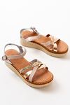 730-015 Beige Garni Orthopedic Genuine Leather Padding Women's Sandals