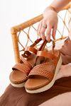 730-152 Tan Orthopedic Genuine Leather Padding Women Sandals