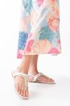 152-1110 White Silver Stone Flip Flops