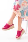 232-460 Fuchsia Knitwear Casual Orthopedic Padding Heel Women Slippers