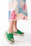 232-460 Grass Green Knitwear Casual Orthopedic Padding Heel Women Slippers