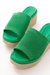 232-460 Grass Green Knitwear Casual Orthopedic Padding Heel Women Slippers