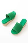 232-460 Grass Green Knitwear Casual Orthopedic Padding Heel Women Slippers