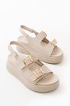 24422-1185 Beige Padded Heel Women Sandals