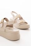 24422-1185 Beige Padded Heel Women Sandals