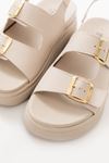 24422-1185 Beige Padded Heel Women Sandals