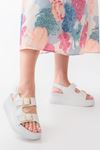 24422-1185 White Padded Heel Women Sandals