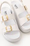 24422-1185 White Padded Heel Women Sandals