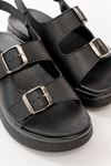 24422-1185 Black Padded Heel Women Sandals