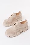 868-754 Beige Suede Повседневные туфли на шнуровке с высокой подошвой