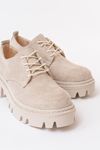 868-754 Beige Suede Повседневные туфли на шнуровке с высокой подошвой