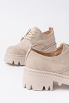 868-754 Beige Suede Повседневные туфли на шнуровке с высокой подошвой