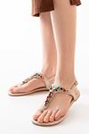 152-1110 Beige Multi Stone Flip Flop Women's Sandals