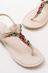 152-1110 Beige Multi Stone Flip Flop Women's Sandals